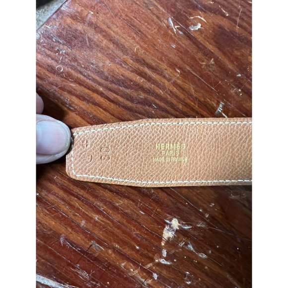 HERMES Womens Waist Belt Black Brown Textured Reversible H Buckle France M - Picture 9 of 12
